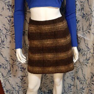 Uniqlo wool blend plaid knee length skirt XS